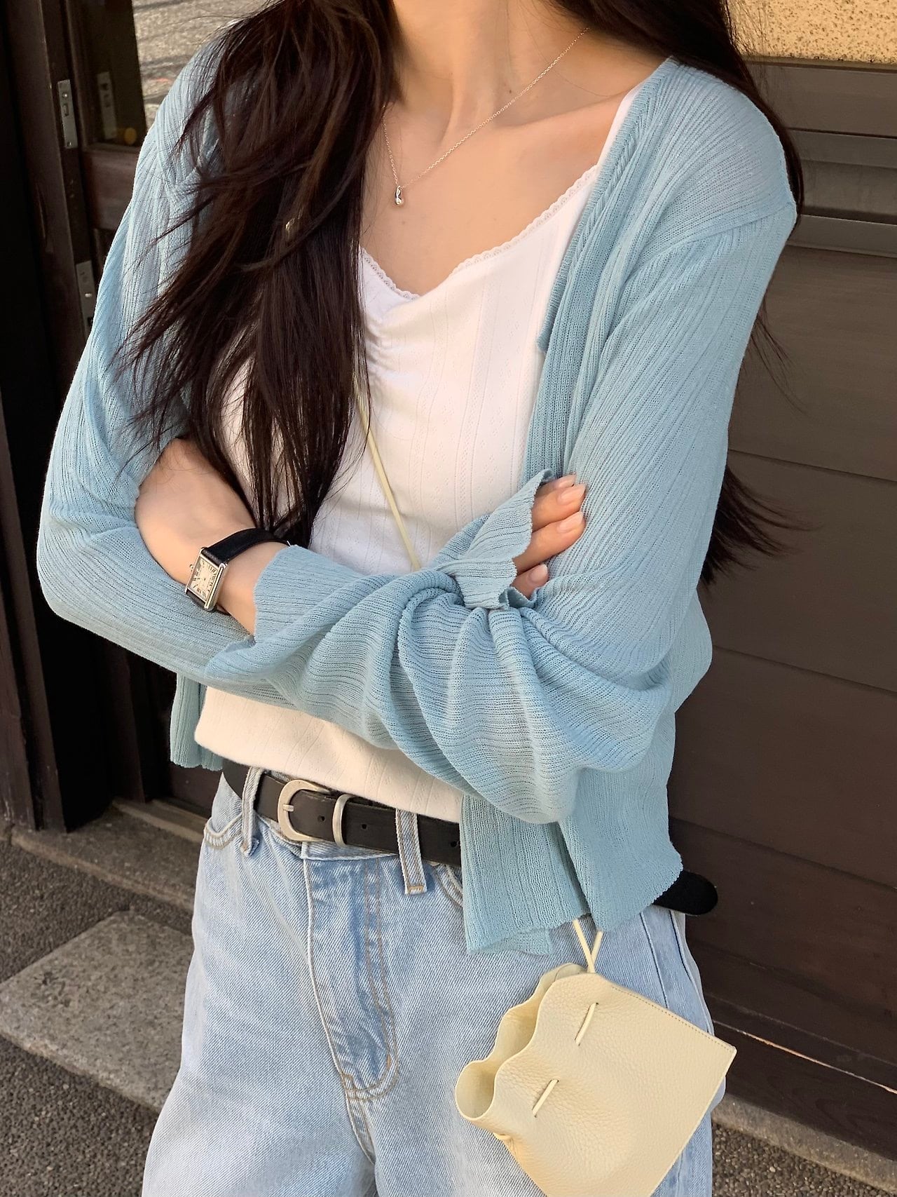 (予約) verveine / Flex ribbed round cardigan