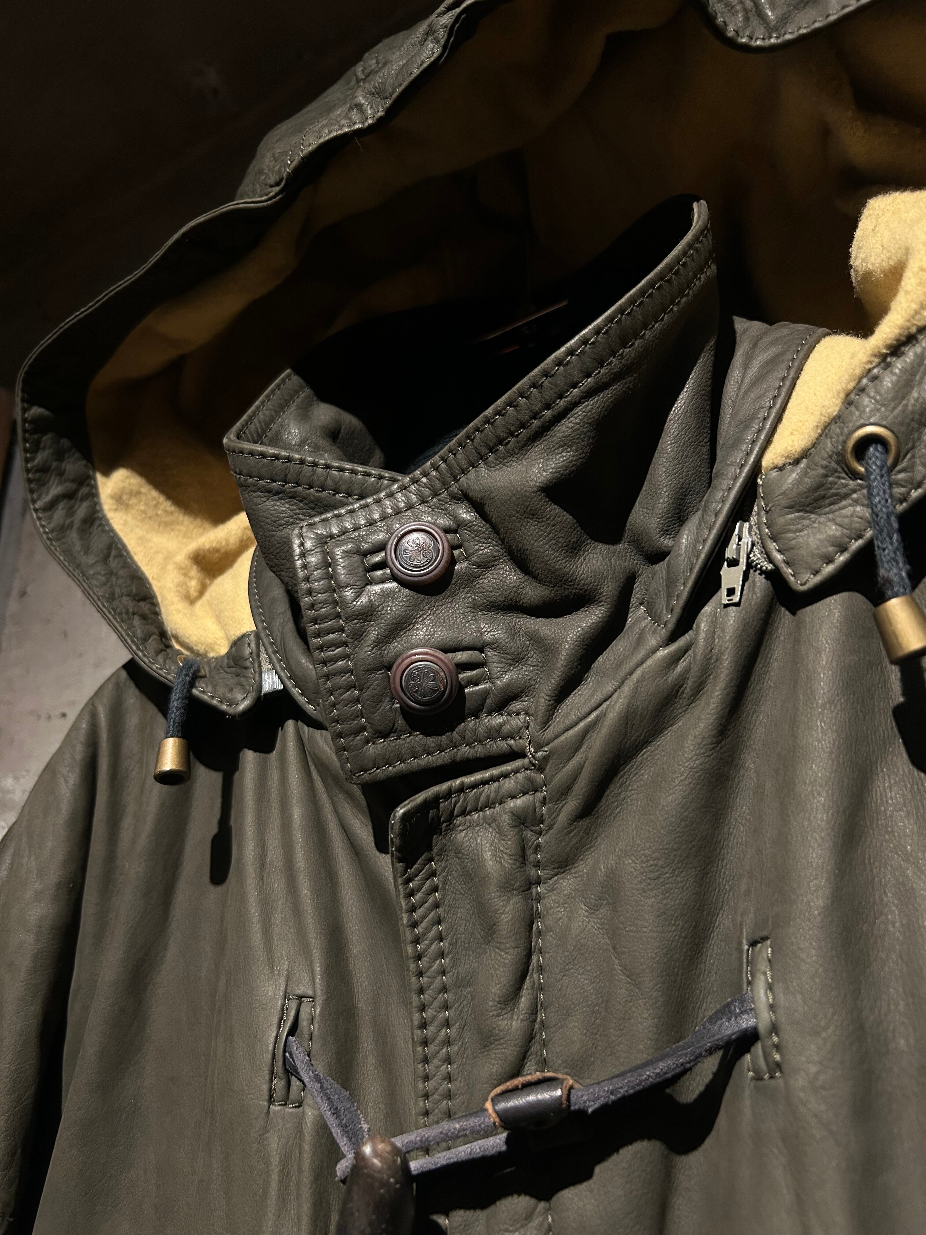 Caka】80's〜90's“Ruffo” Hood Detachable Vintage Leather Duffle