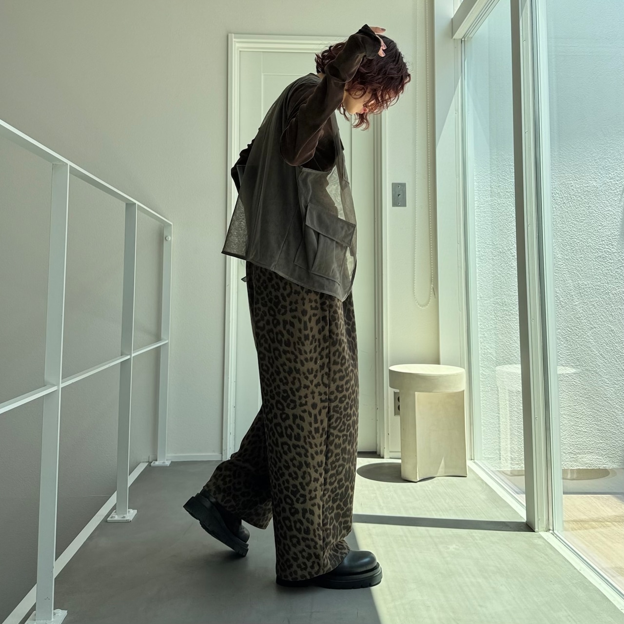 チュールシアーミリタリーvest/グレージュ