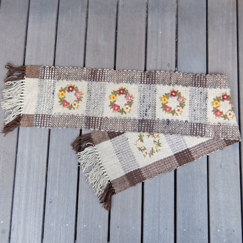 Flower embroidery rug／刺繍 ラグ