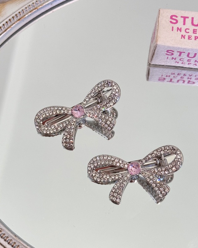 ラインストーンパヴェ・リボンヘアクリップ 2608927