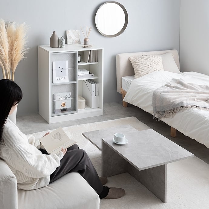 本棚ラック スライド収納付 幅71cm | FIGARO