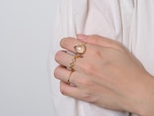 S925 SINGLE STONE THIN RING -GOLD RUTILE QUARTZ- 03