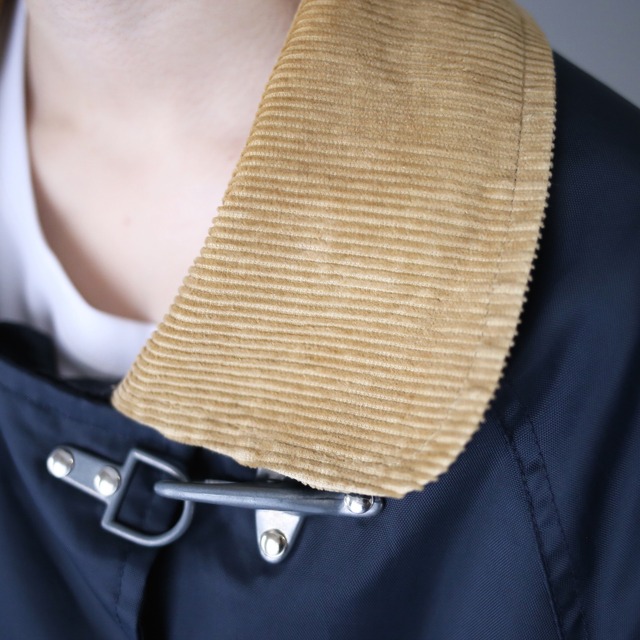 corduroy switching design lining check pattern nylon fireman jacket