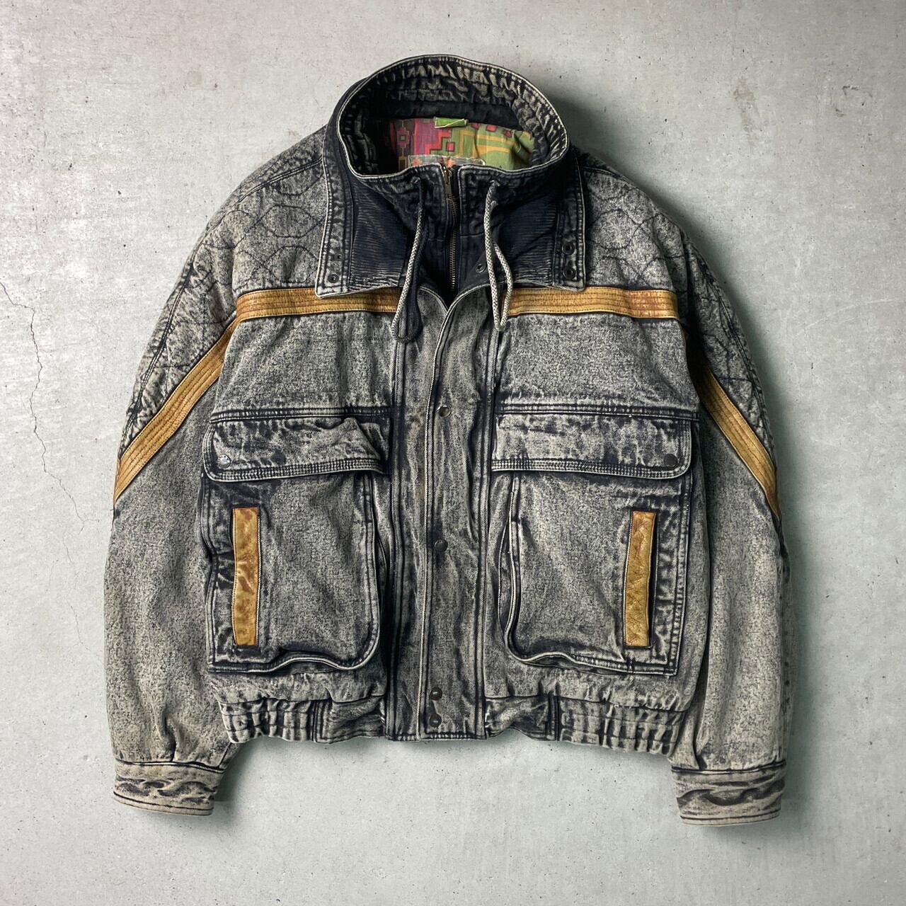 90年代 TODAYS NEWS ケミカルウォッシュ ブラックデニムブルゾン 