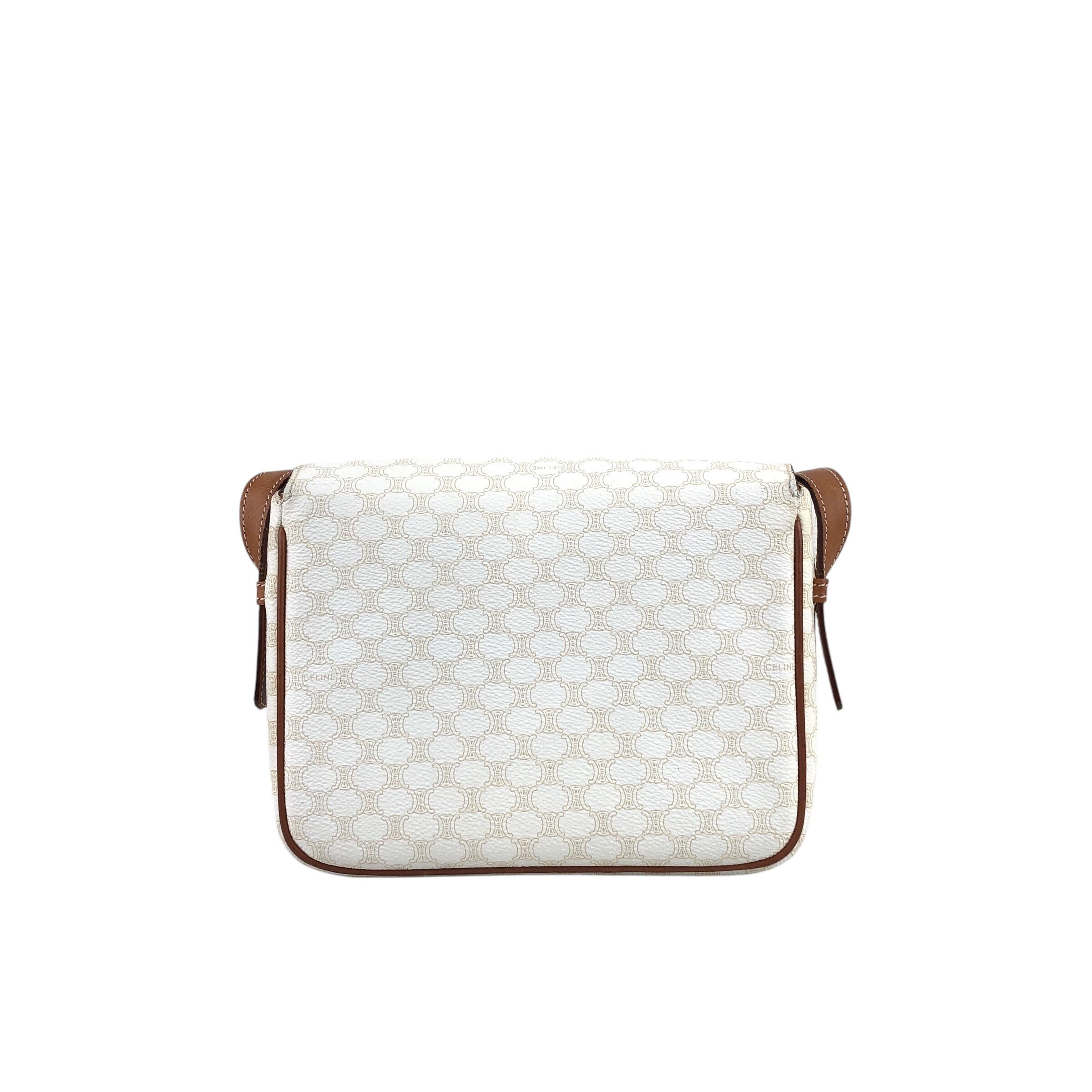 CELINE セリーヌ マカダム ショルダーバッグ ホワイト ガンチーニ PVC