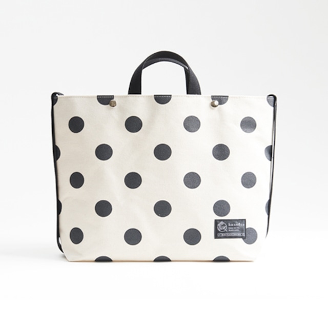 shoulder tote bag／black × polka dot　ショルダートート/ 墨 x 水玉