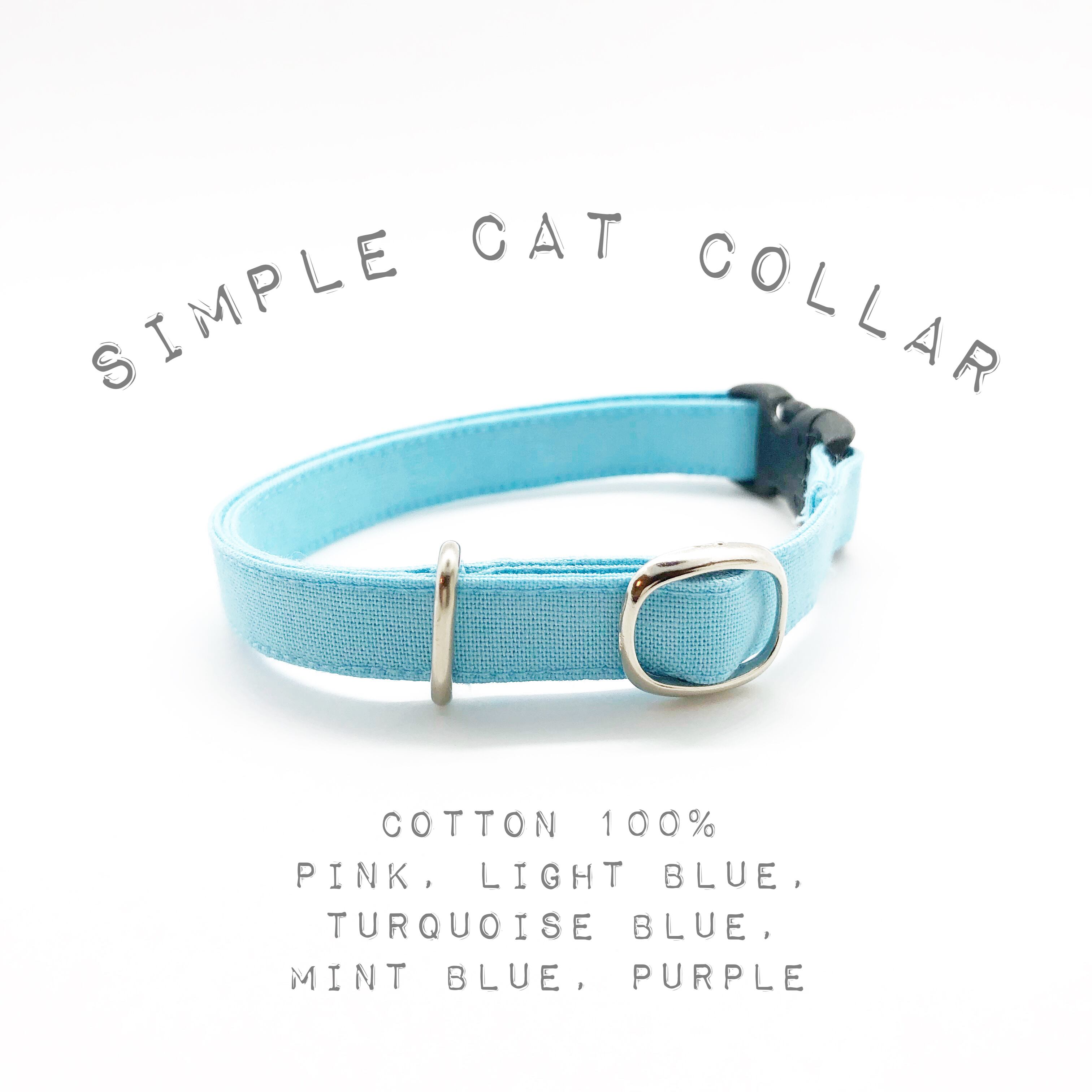 猫 首輪 シンプル コットン ライトブルー calico powered by BASE