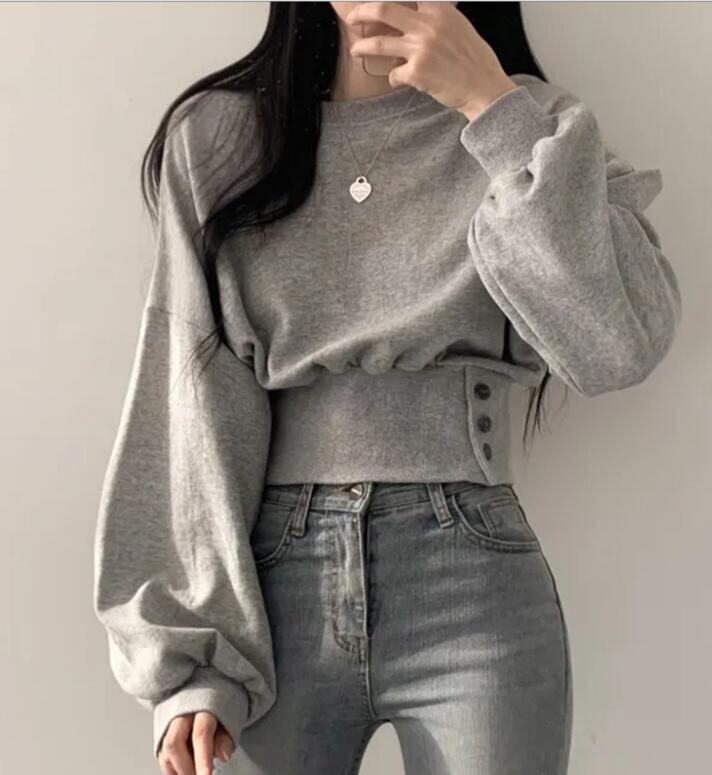トップス レディース プルオーバー ラウンドネック 長袖 秋服 気質 オシャレ