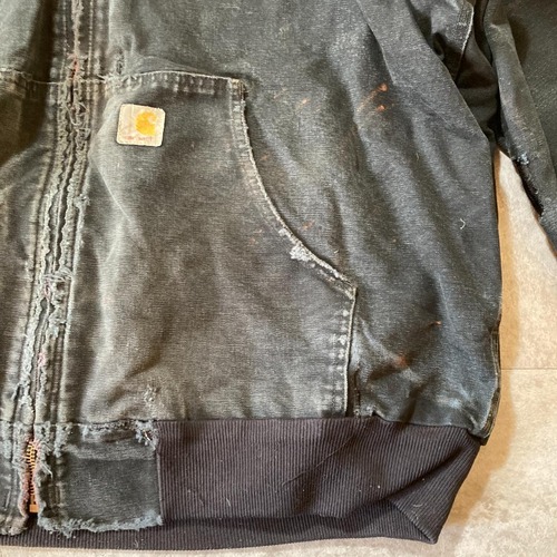 90s Carhartt アクティブジャケット ブラック フェード 無地 USA製 jacket 詳細写真8