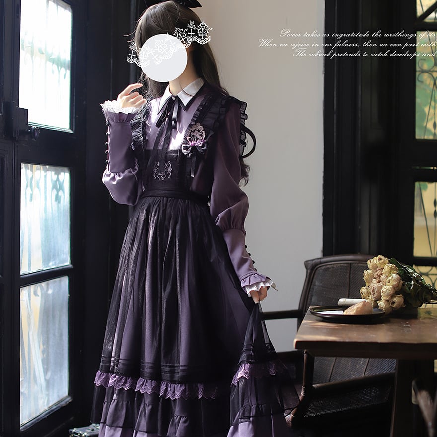 クラロリ ワンピース 魔女学院 長袖 ピンタック×フリル｜WithU
