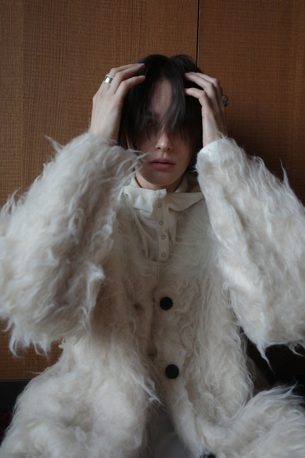 CLANE(クラネ) BI COLOR SHAGGY KNIT CARDIGAN | サウスオレンジ