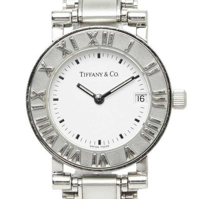 ティファニー アトラス 腕時計 クオーツ ホワイト文字盤 ステンレススチール レディース TIFFANY&Co. 【中古】