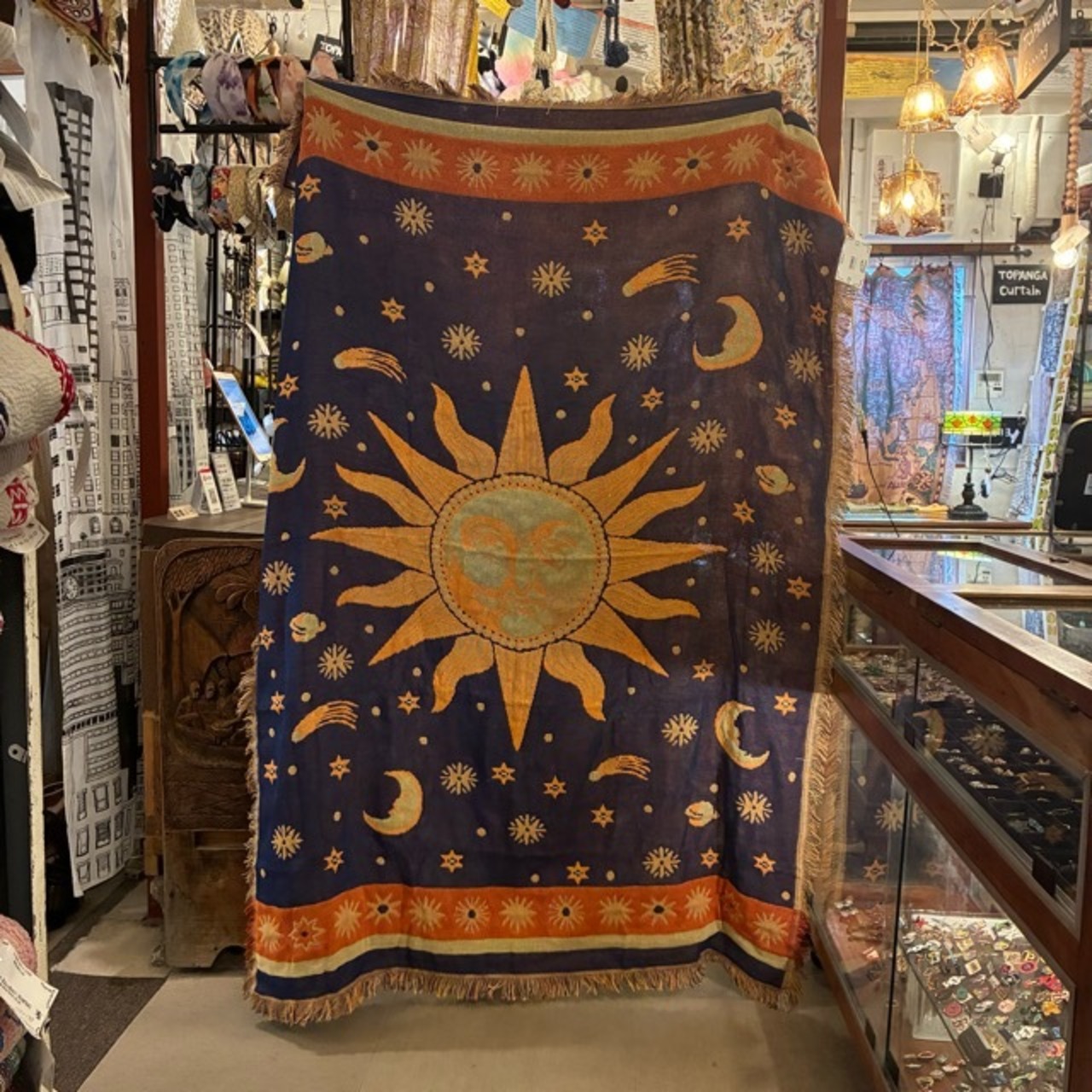 TOPANGA Homefurnishing Solar System Throwket 130×180cm　ソーラーシステムスローケット　ベージュ　ボヘミアン　ソファカバー　ベッドカバー　ブランケット　カーテン