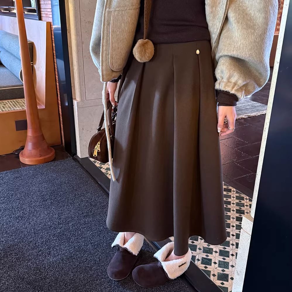 Aラインプリーツミディスカート 2color ASK0001