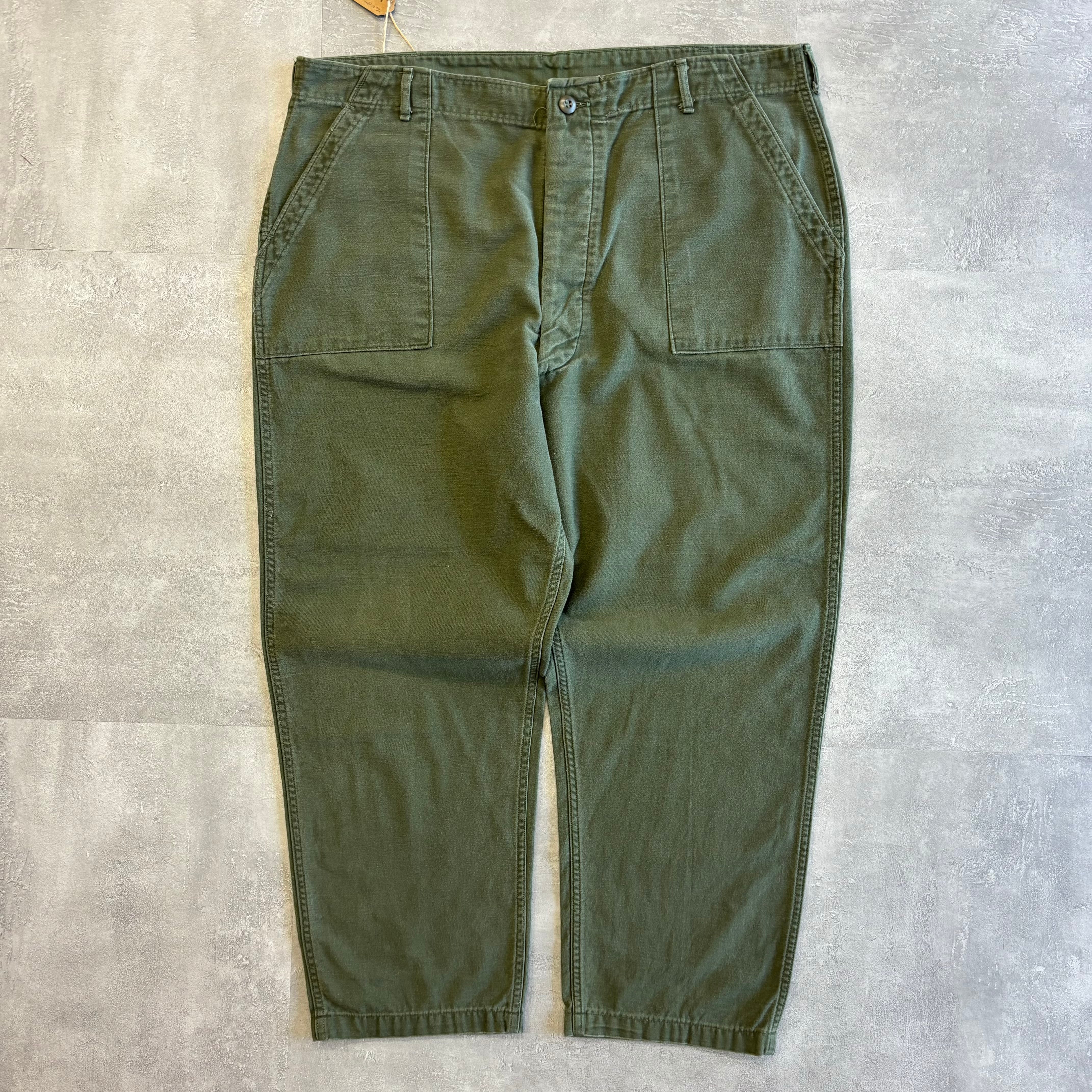 《実寸w43》70's U.S.ARMY OG-107 ベイカーパンツ ワイド 米軍実物 no.1465
