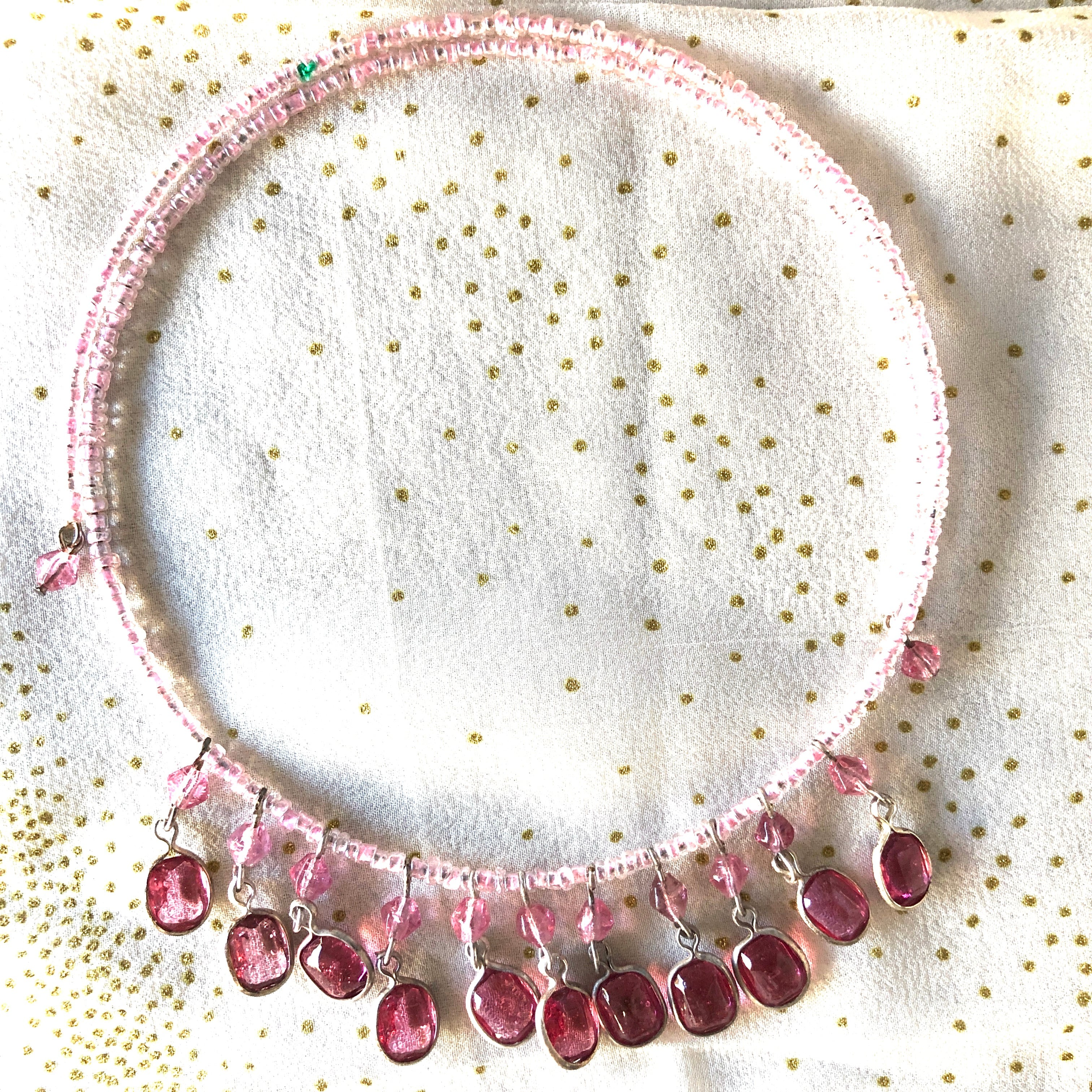 インド ビーズネックレス 取り付け簡単 お出かけ時に便利 5色から選べ