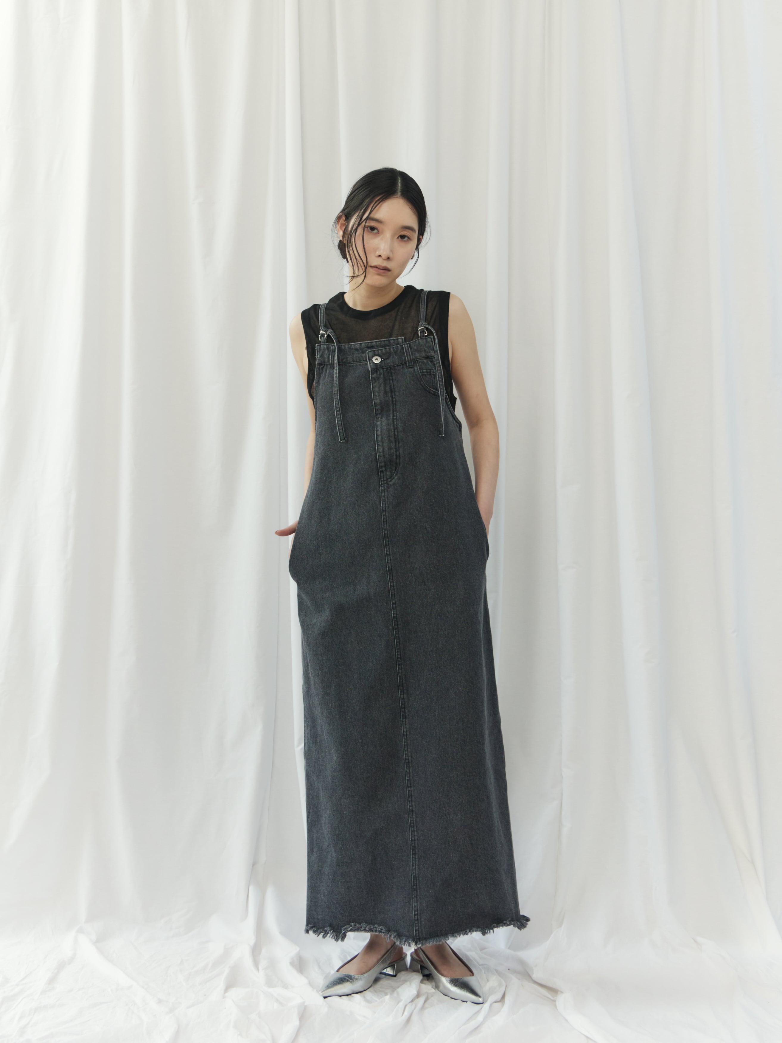 FRINGED DENIM JUMPER SKIRT（ｽｿﾌﾘﾝｼﾞｼﾞｬﾝｽｶ）【5613027】 | CIEL'AIR