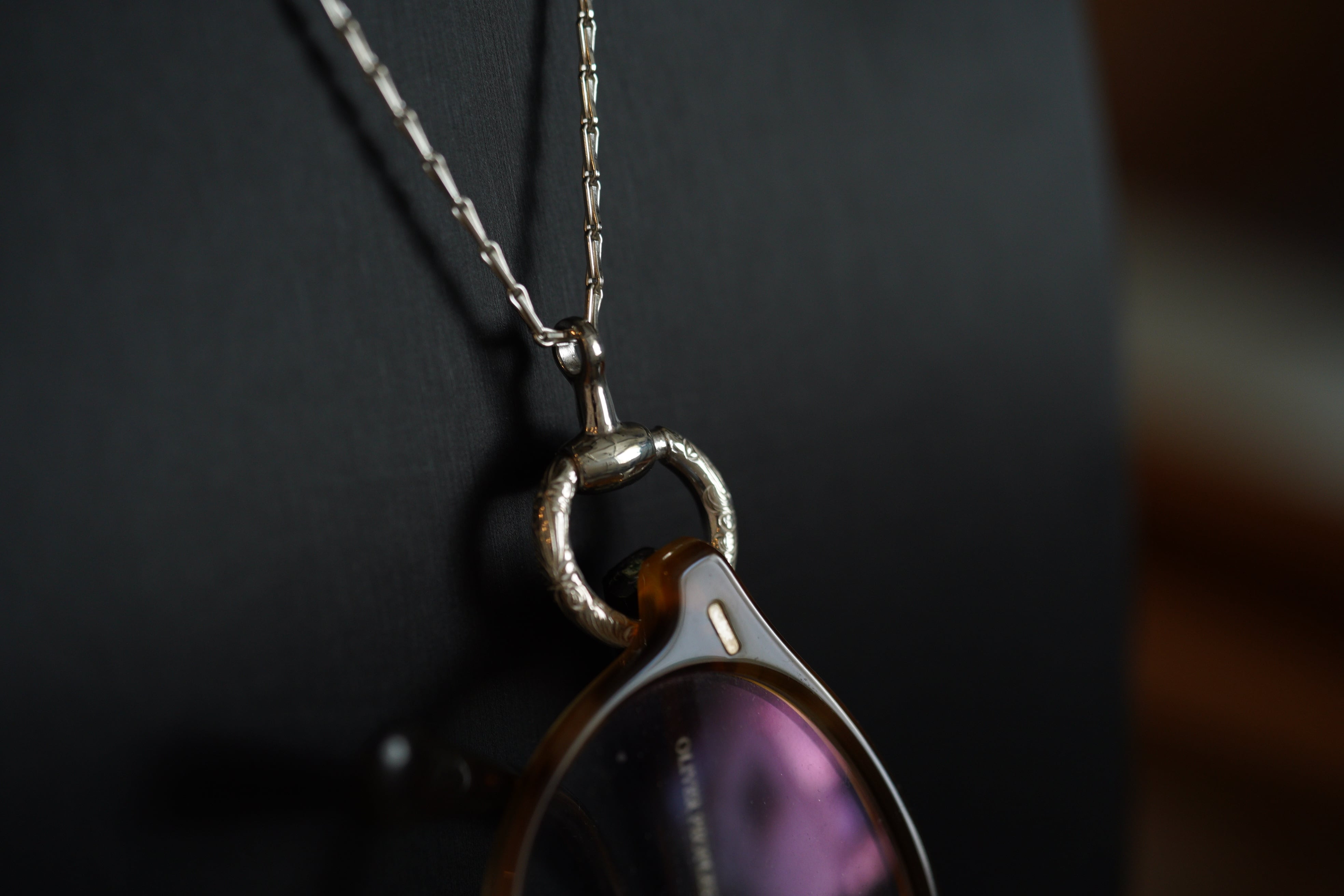 C-042 Horse shoe drop necklace (50cm)＋Horse bit glass holder