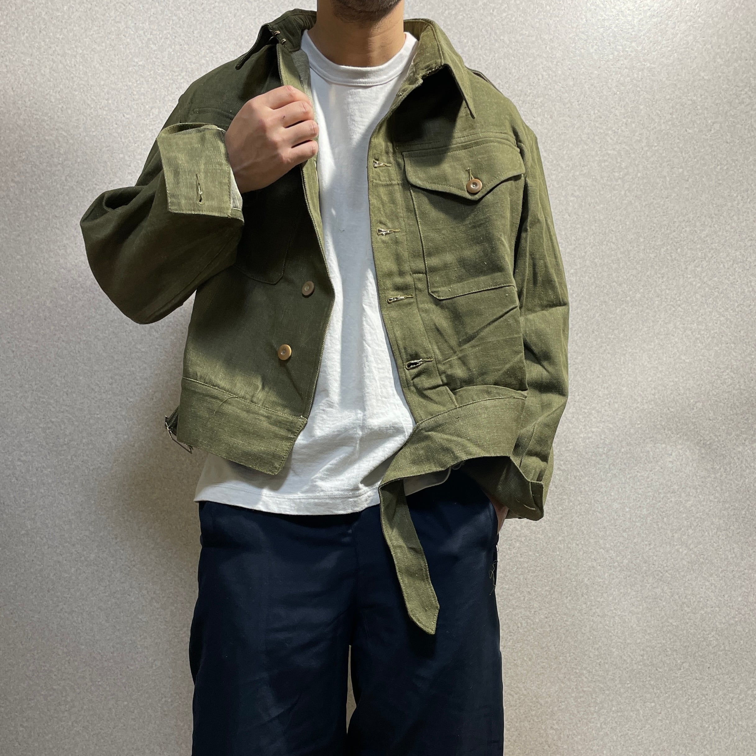 DEADSTOCK【BRITISH ARMY】GREEN DENIM BATTLE DRESS JACKET デッド