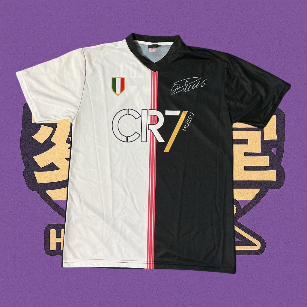 CR7】 ロナウド サッカー ユニフォーム Tシャツ ブラック ホワイト M