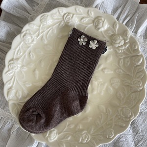 GOODS手縫いシルバー花ソックス