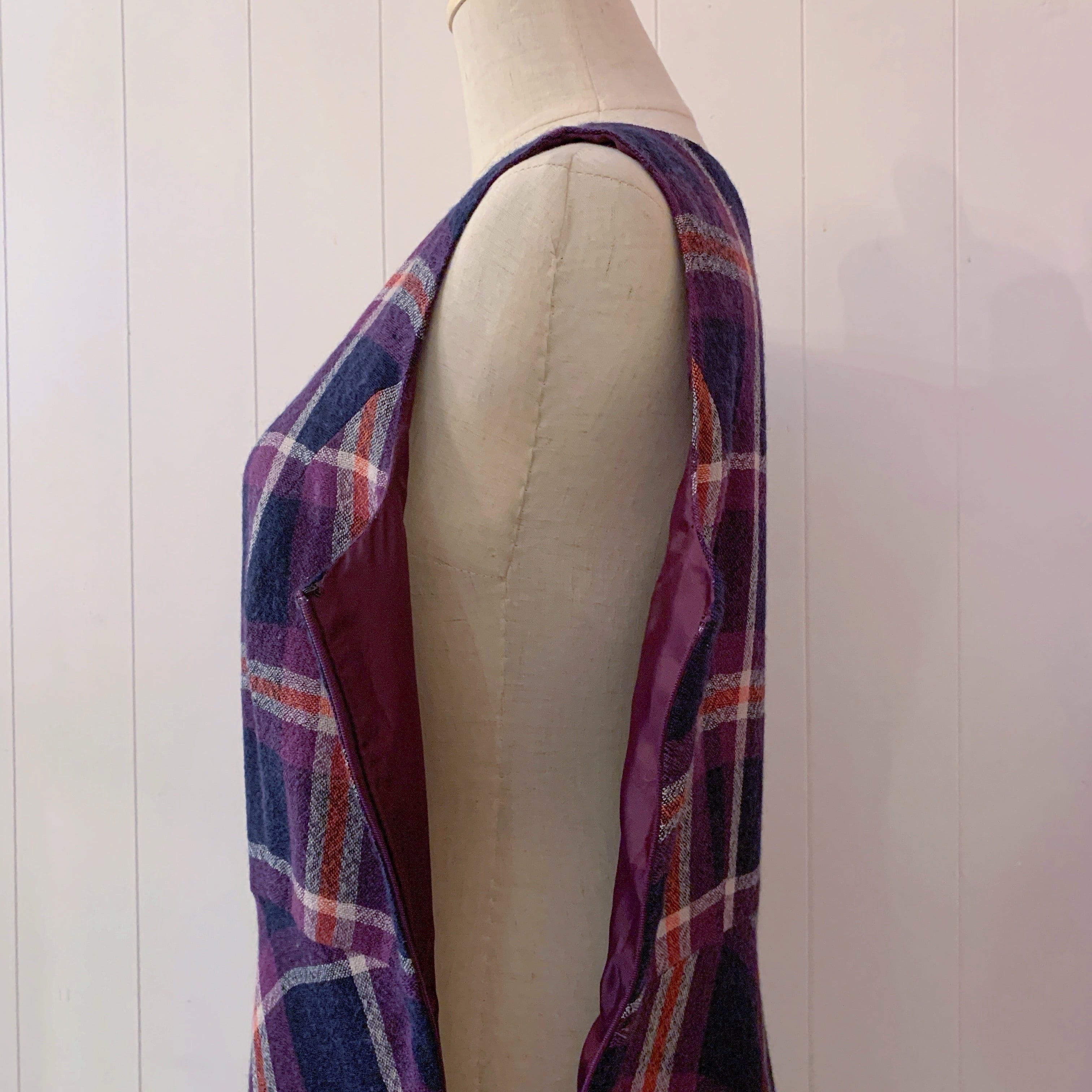 Laura Ashley / purple check flare one-piece