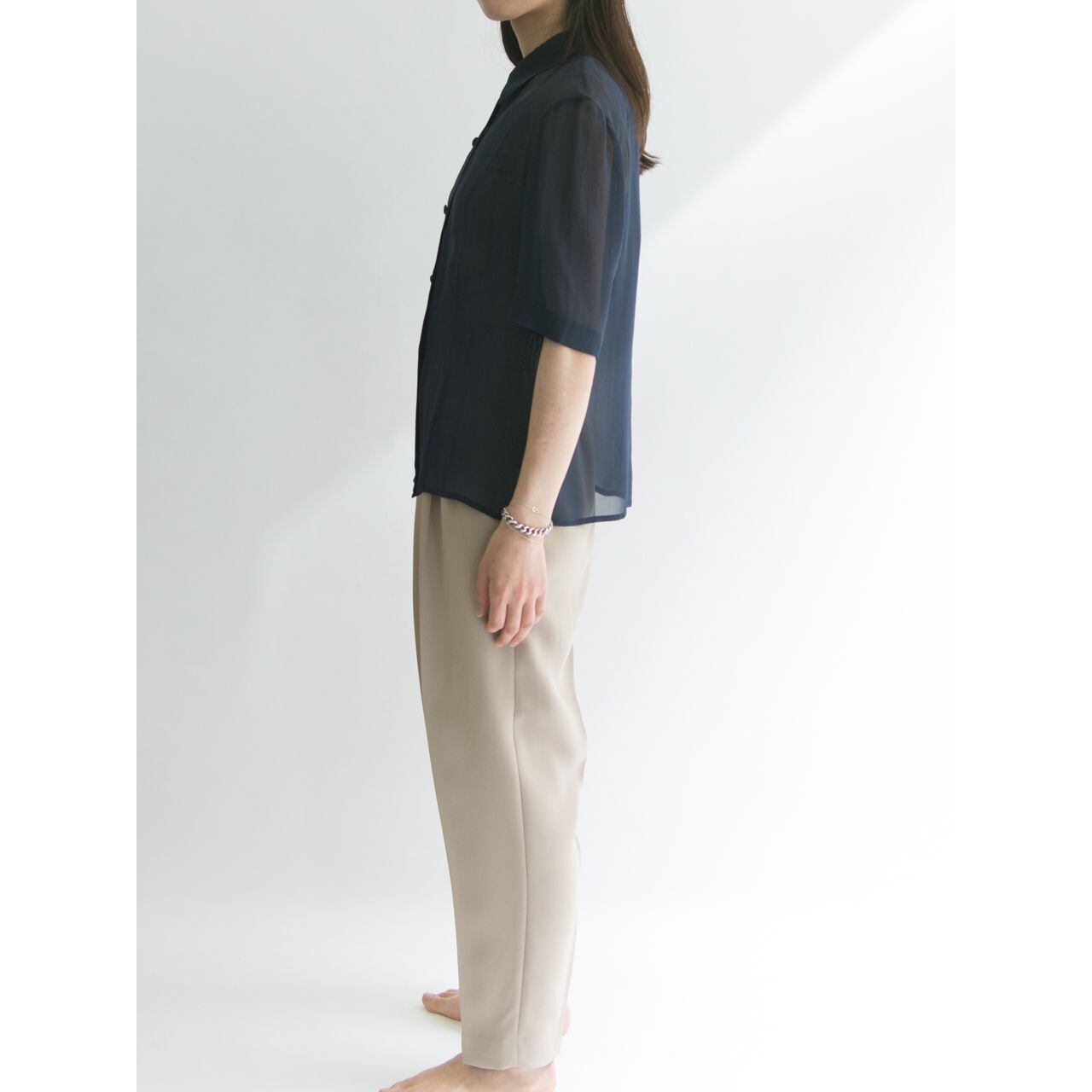 【Made in Italy】H/S chiffon blouse（イタリア製 半袖シフォンブラウス シャツ）4d