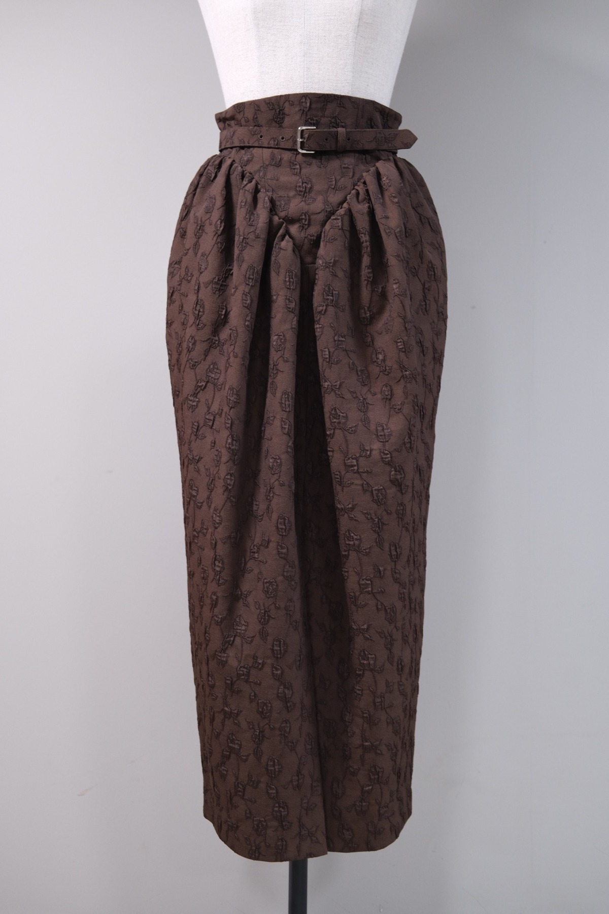 FETICO】Floral jacquard curvy skirt -brown- | loop