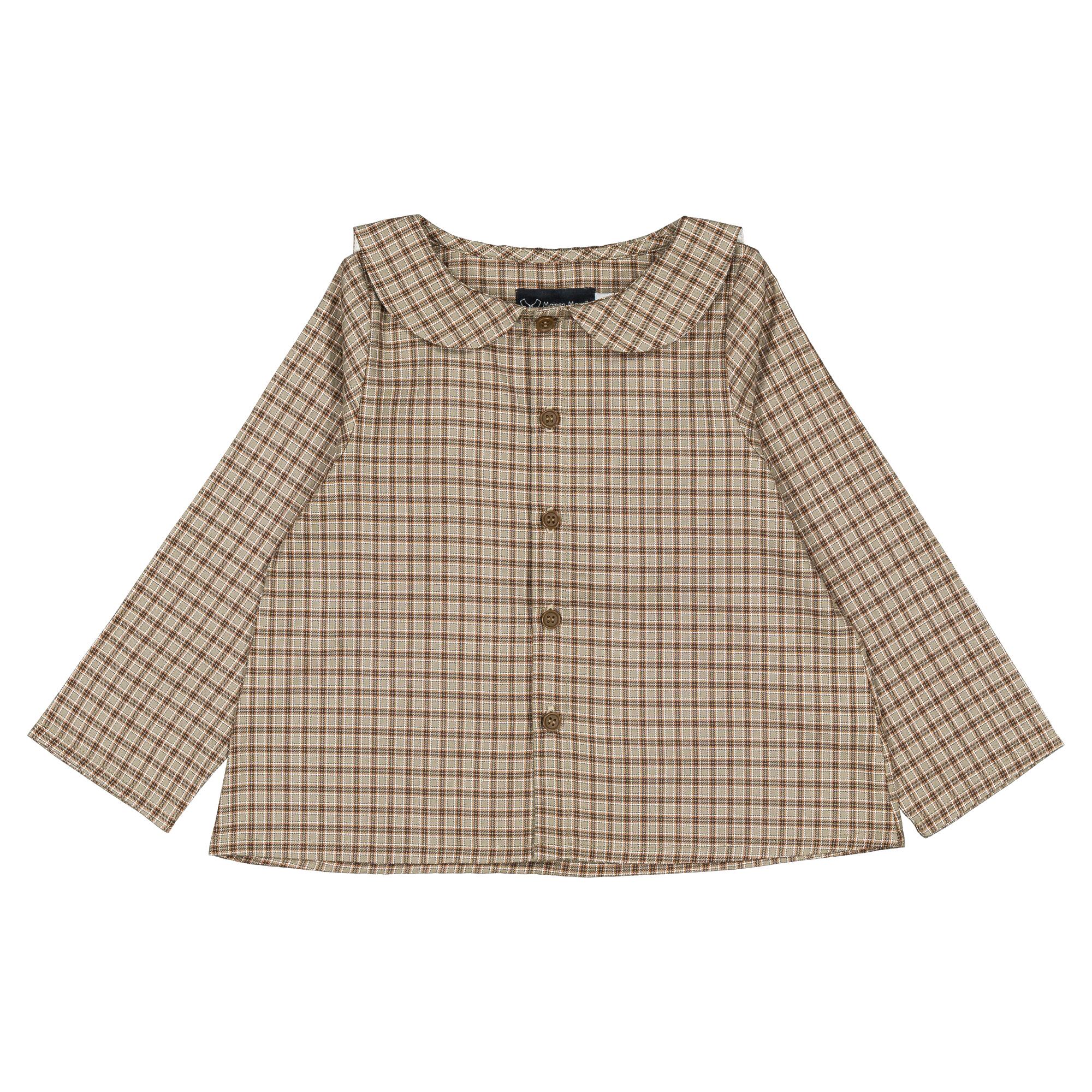 【予約・特典あり】Maison Marelle / Shirt MONCEAU - olive check / 6Y~12Y
