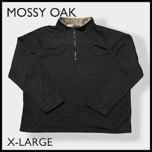 【MOSSY OAK】ハーフジップ フリースジャケット トップス プルオーバー ラグランスリーブ 切替 リアルツリー カモフラ 裏起毛 ポリエステル X-LARGE ビッグシルエット US古着