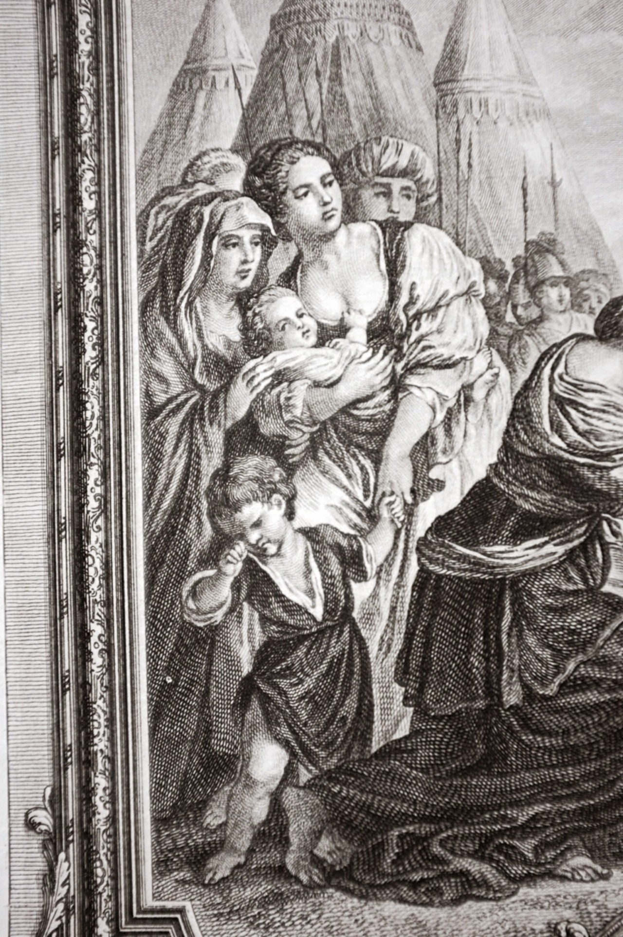 1780s フランス 33c 繊細な歴史的銅版画 図版 コリオラヌスへの嘆願 カルナヴァル博物館所蔵 アンティーク