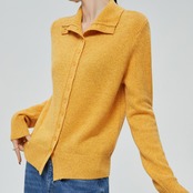 レトロカラー イエローニットカーディガン H0064