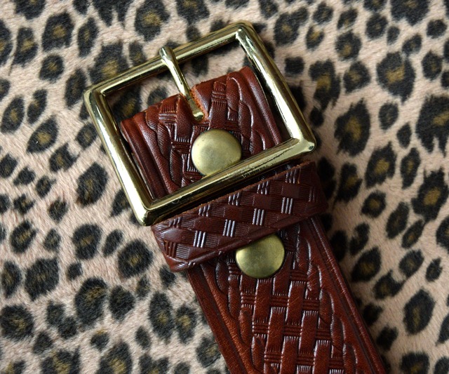 DEAD STOCK TRIPLE K BASKET WEAVE BELT WALNUT 34