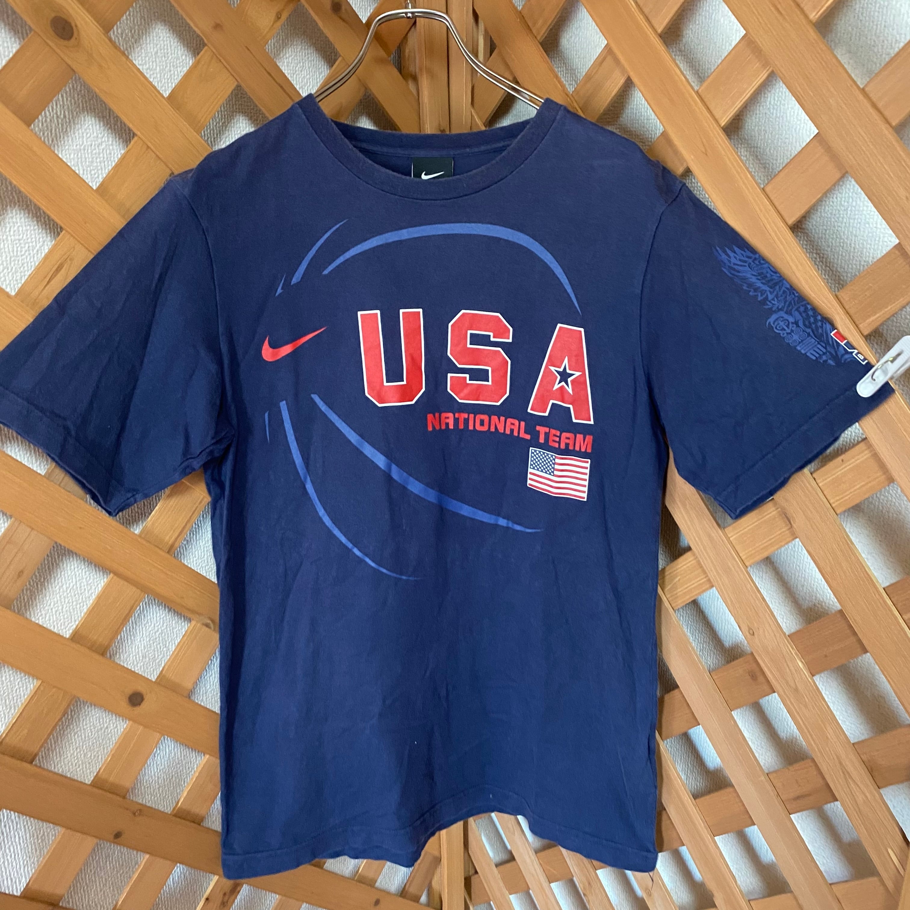 NIKE ナイキ　tシャツ ネイビー　アメリカ　USA 古着　スウッシュ