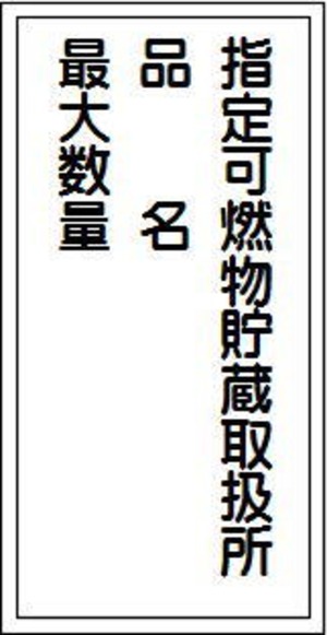 指定可燃物貯蔵取扱所、品名、最大数量　スチール普通山　SM81