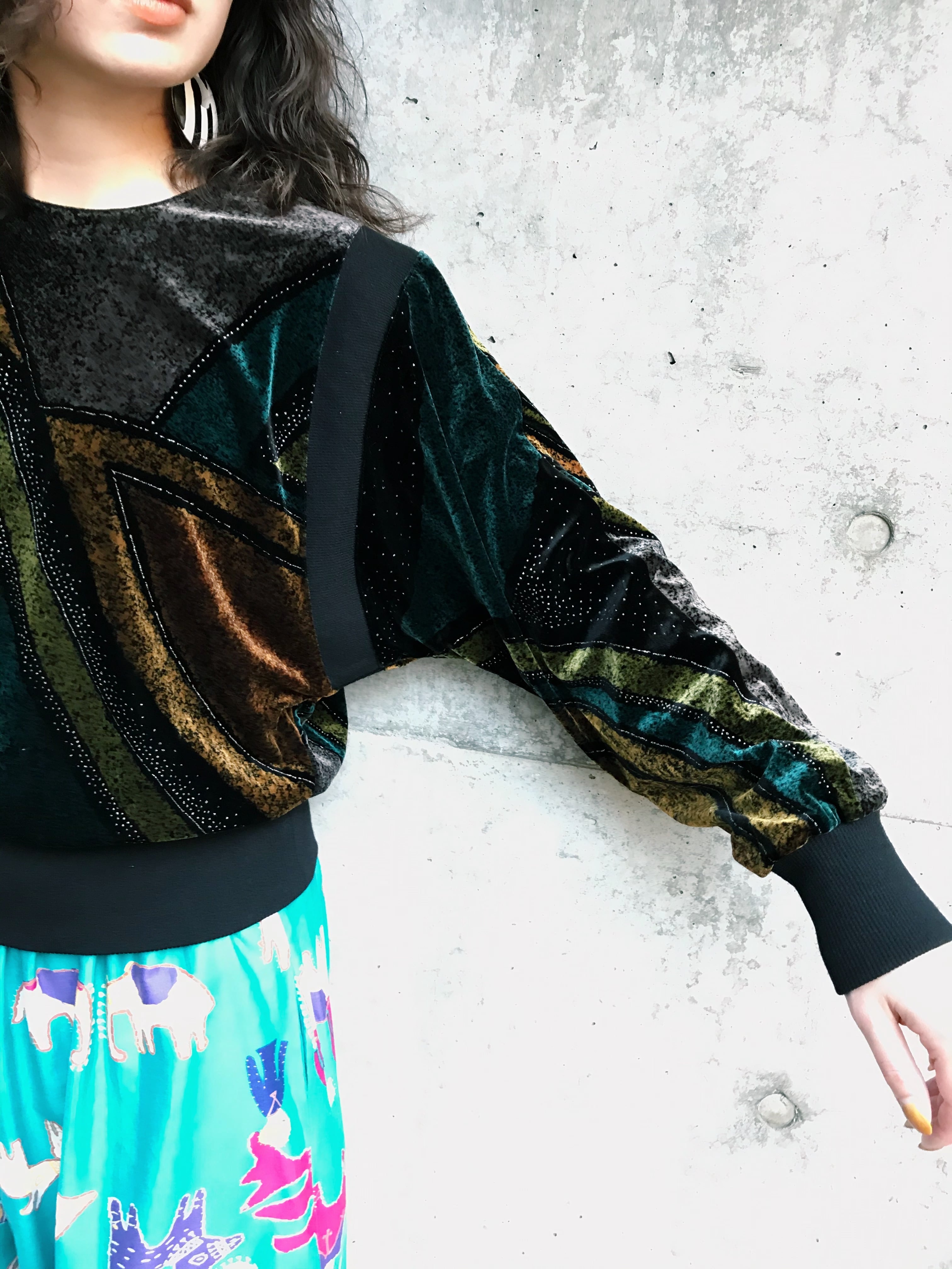 80s dolman sleeve velour tops ( ヴィンテージ ドルマンスリーブ