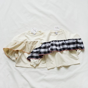 春フリルあしらいカラーブロックスウェット