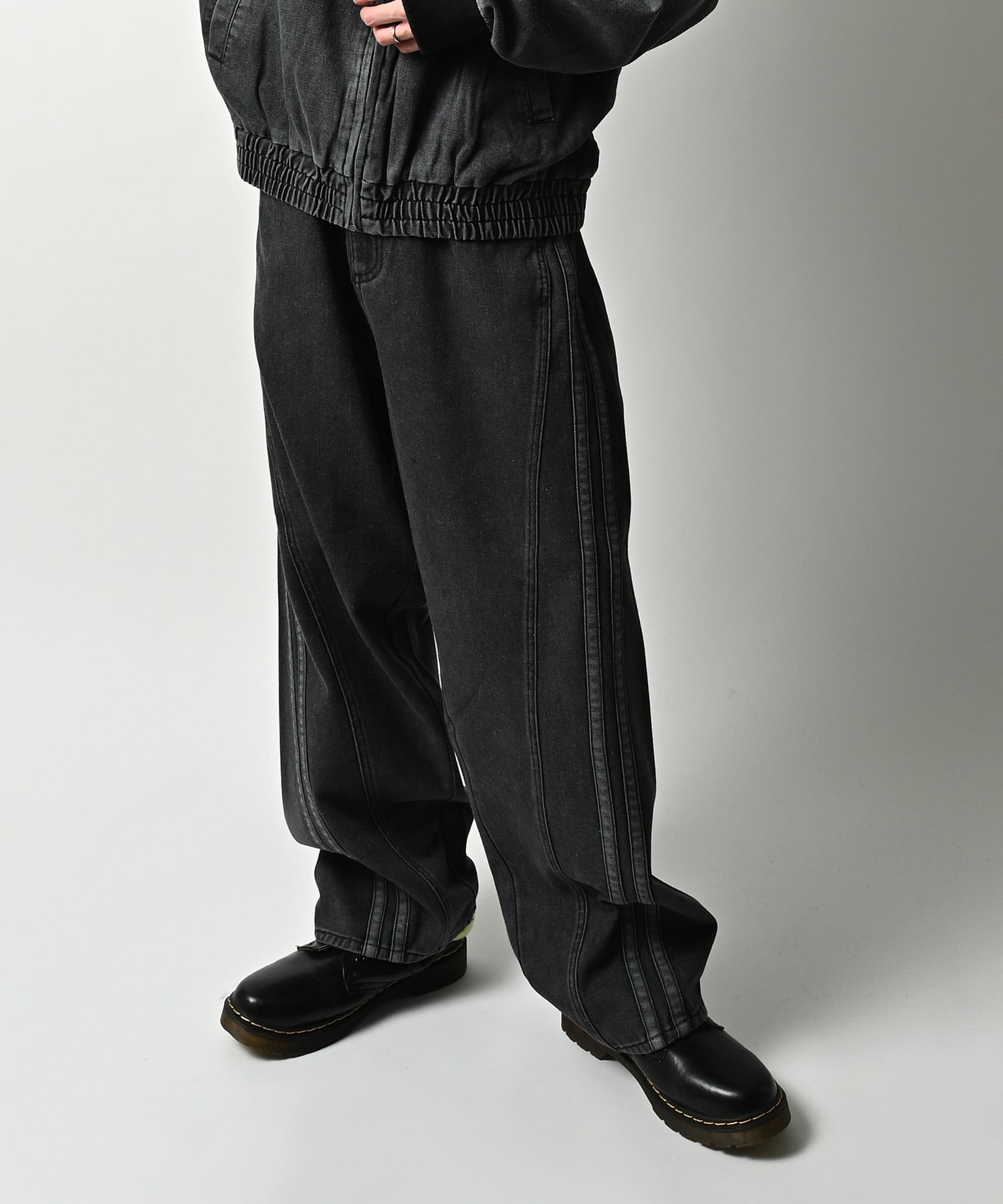 ATELANE 11.5oz denim wide-leg pants (BLK) 25A-28020