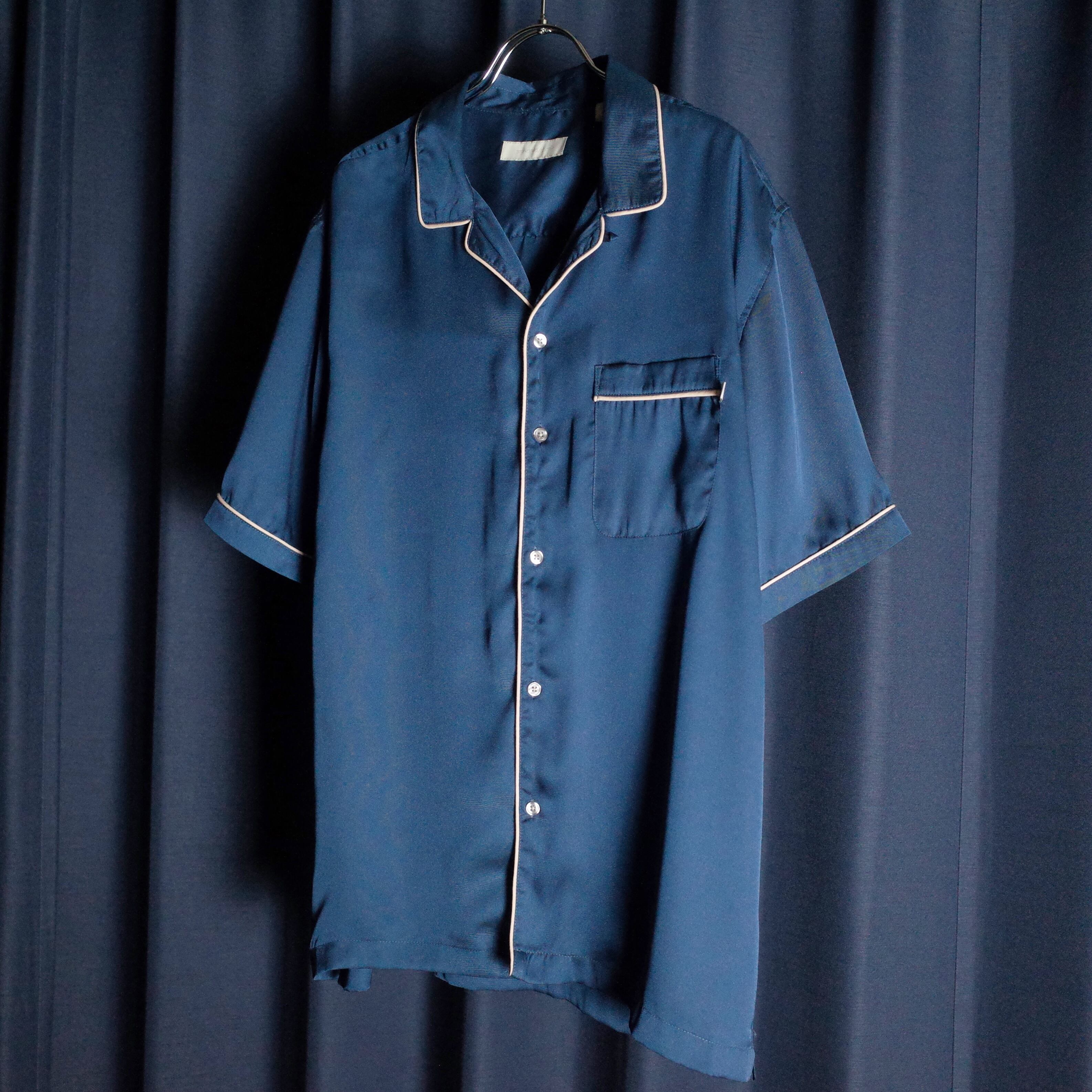 Piping Design Satin Fabric Pajamas Shirt h/s FINCH vintage and