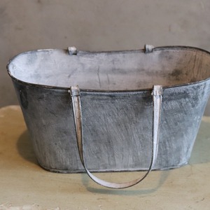 ブリキ植木鉢 　ブリキバッグL　シャビーシック　オシャレ　4063