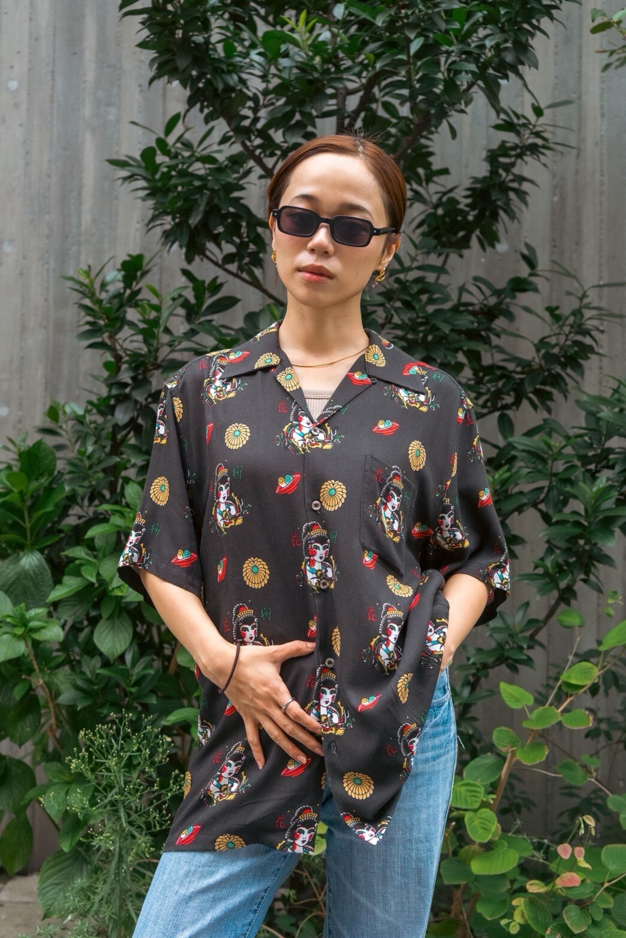 花柳 - KARYU - × NEAT ALOHA COLLABORATION SHIRTS BLACK