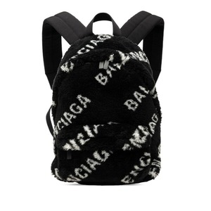 バレンシアガ エブリデイ リュック バックパック 552379 ブラック ホワイト フェイクファー レザー レディース BALENCIAGA 【中古】