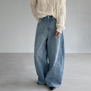 denim wide pants 14672