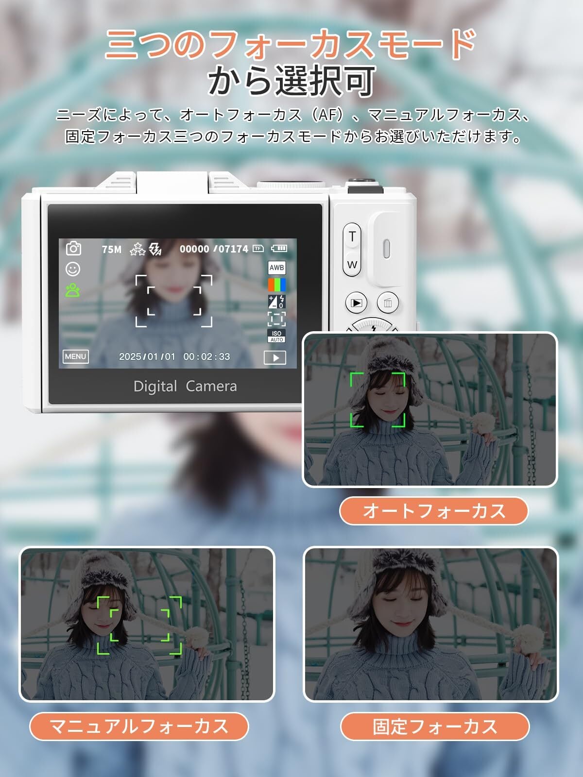 AiMike 5K デジカメ スマホに送れる デジタルカメラ WIFI転送機能 7500