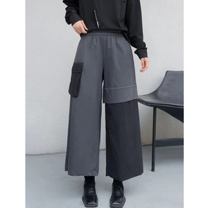 ASYMMETRIC DESIGN WIDE LEG CROPPED PANTS 2colors M-16240
