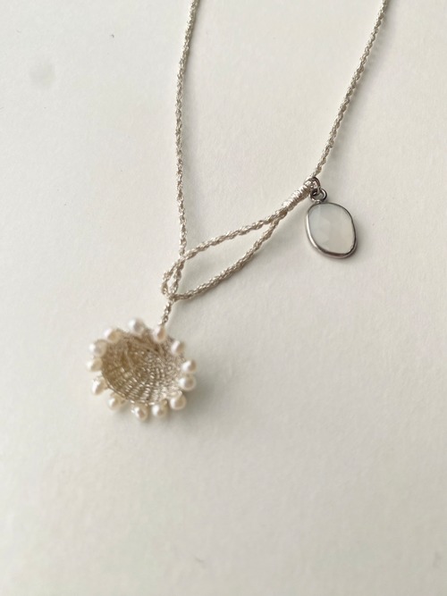 necklace  silver×perl