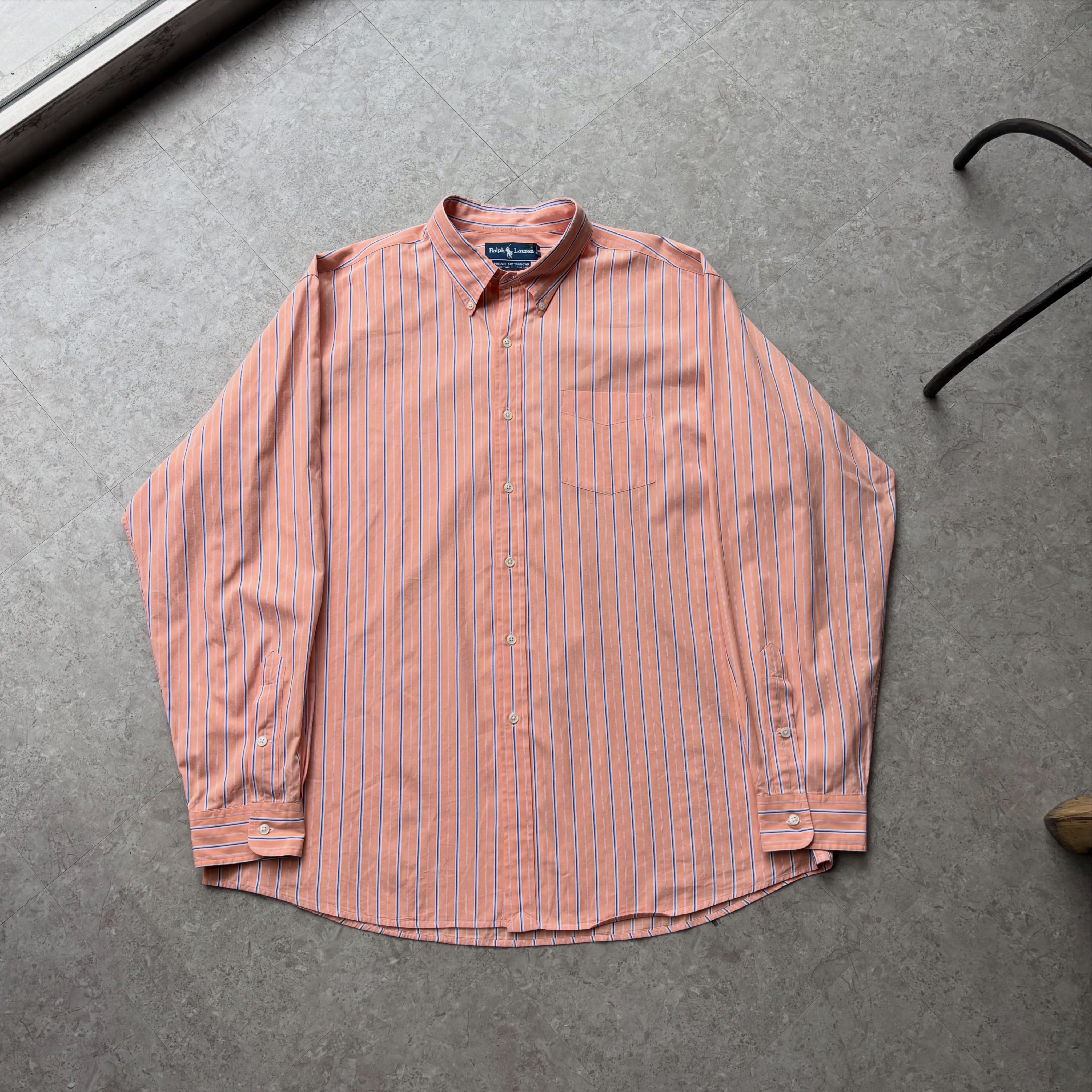 90s Ralph Lauren "VINTAGE BUTTONDOWN" stripe L/S shirt【仙台店】