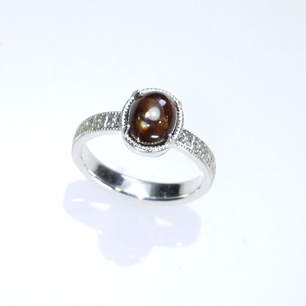 【国産宝石】Pt900 レインボーガーネットリング 3.64ct