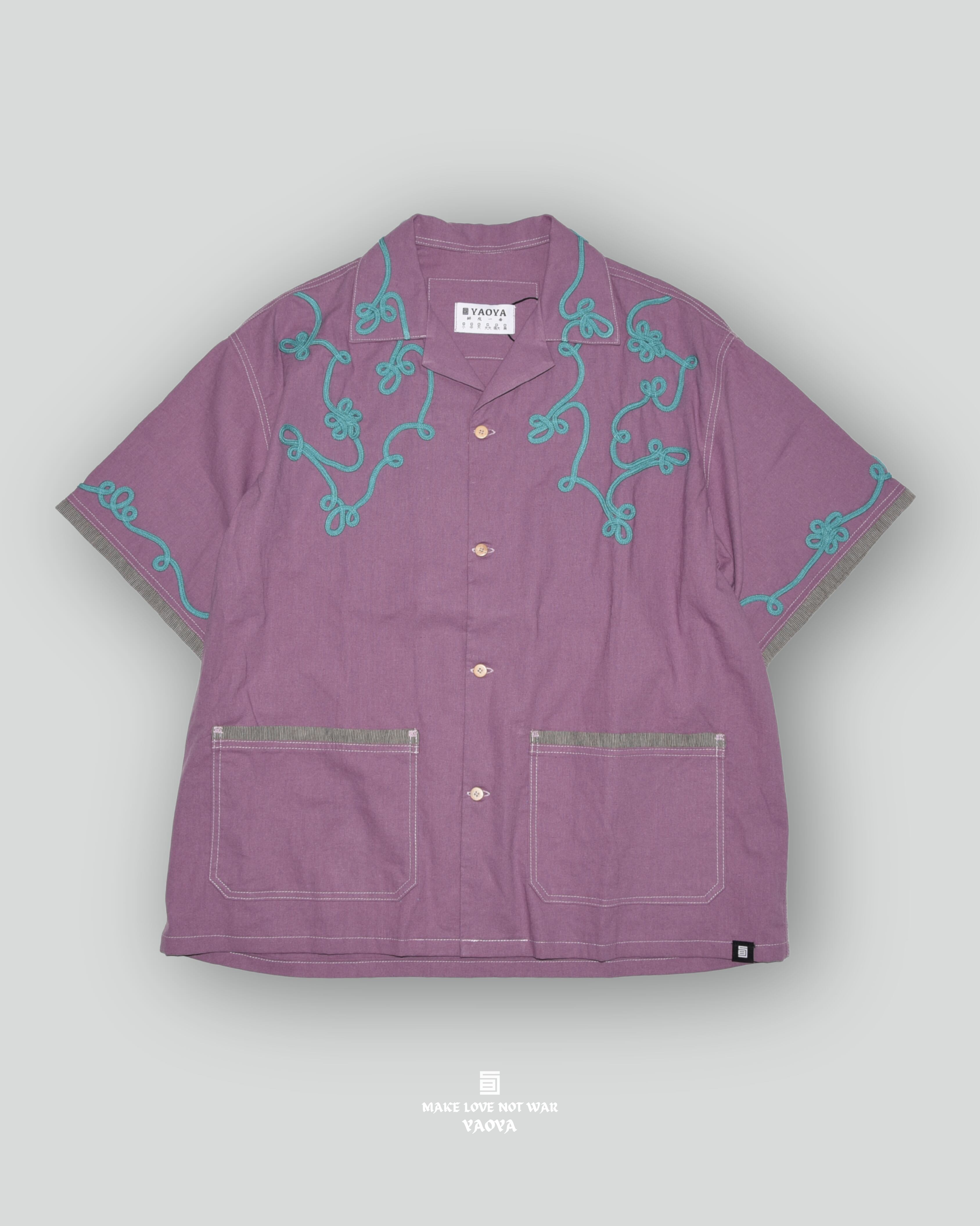 27 DUSTY PINK X LIGHT BLUE FLORAL SHORT-SLEEVED SHIRT
